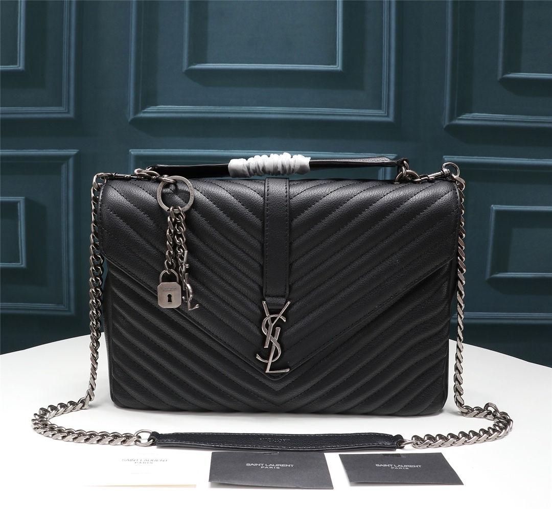 YSL Saint Laurent Demon SaintLaurent&SLP Black Silver Buckle 26612